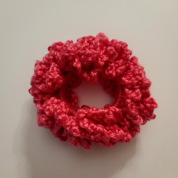 Pink Handmade Crochet Hair Scrunchie - Picture 1 of 1